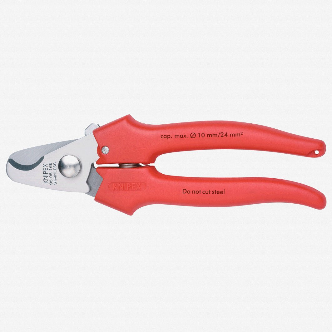 Knipex 6.5" Cable Shears w/ Spring and Locking Lever - Plastic Grip - 9505165 - KC Tool