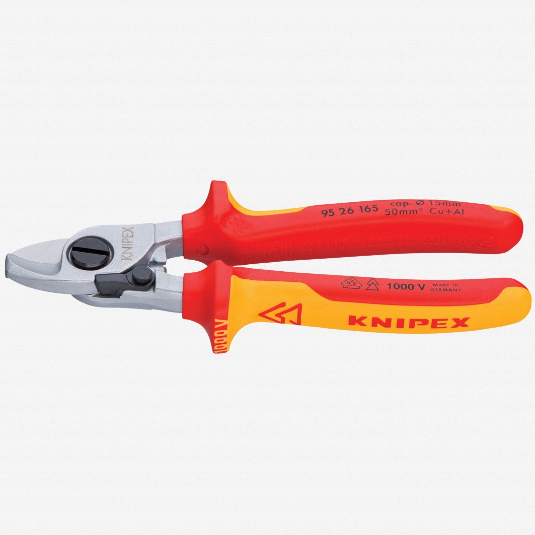 Knipex 6.5" Cable Shears with Opening Spring - Insulated, Chrome - 9526165 - KC Tool