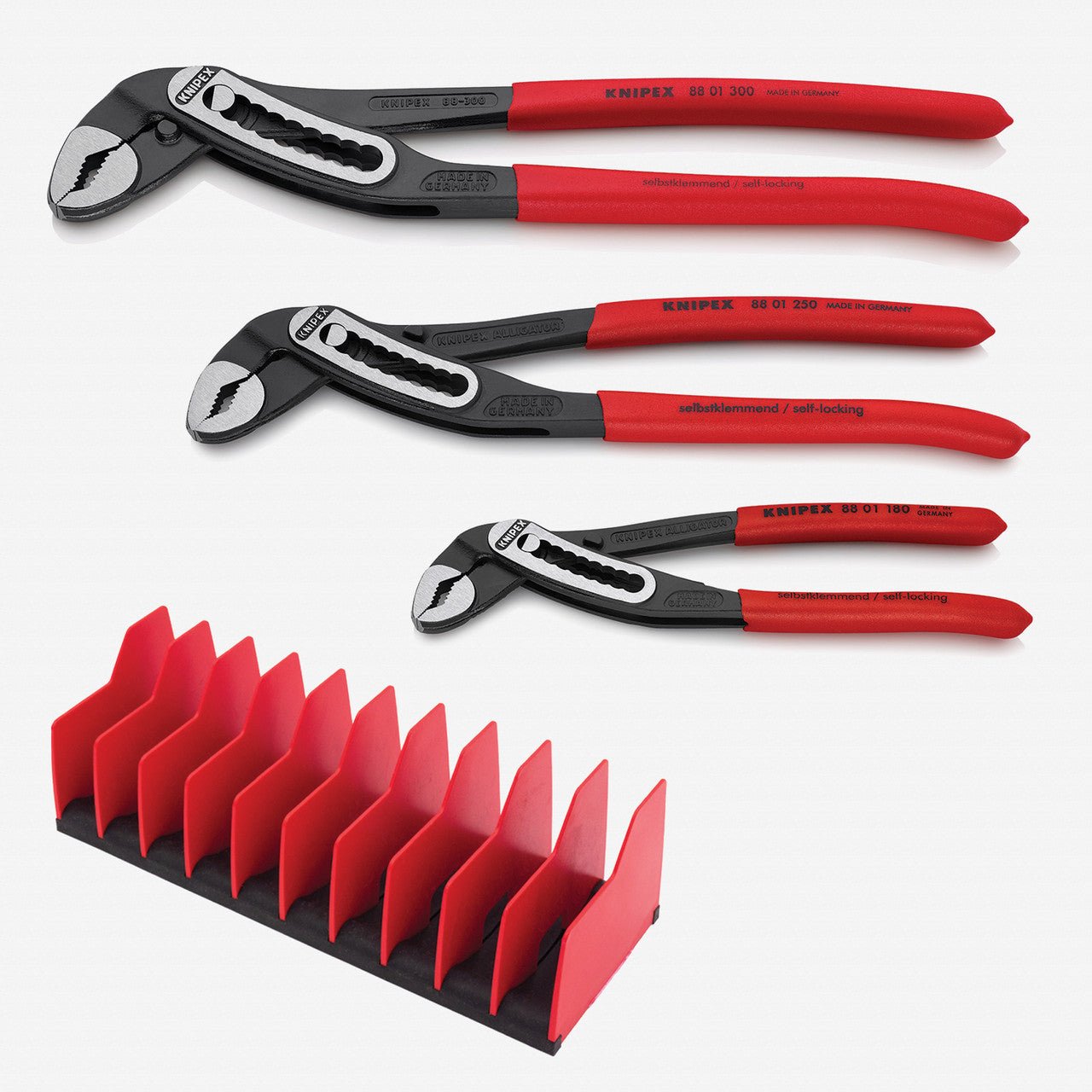 Knipex 7", 10", & 12" Alligator Pliers Set with Tool Holder, 4 Pieces - 9K0080139US - KC Tool