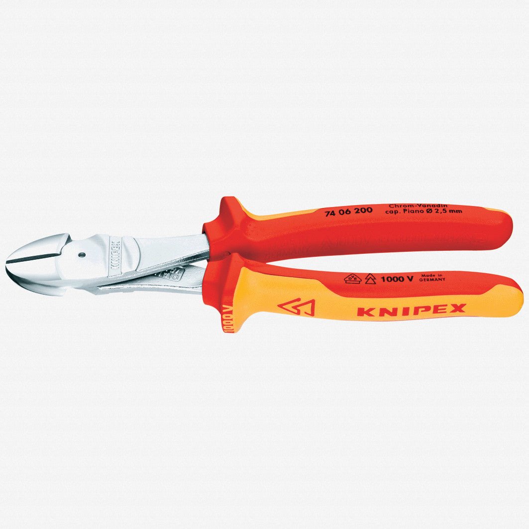 Knipex 7" High Leverage Diagonal Cutters - Insulated Chrome - 7406180 - KC Tool