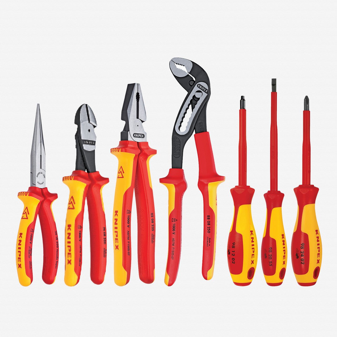 Knipex 7 Piece Pliers / Screwdriver Tool Set w/Cutters - Insulated 1,000V, Nylon Pouch - 9K989825US - KC Tool