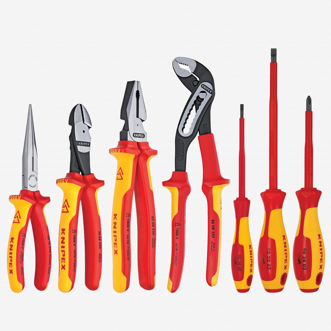 Knipex 7 Piece Pliers / Screwdriver Tool Set w/Cutters - Insulated 1,000V, Nylon Pouch, Slotted - 9K989827US - KC Tool
