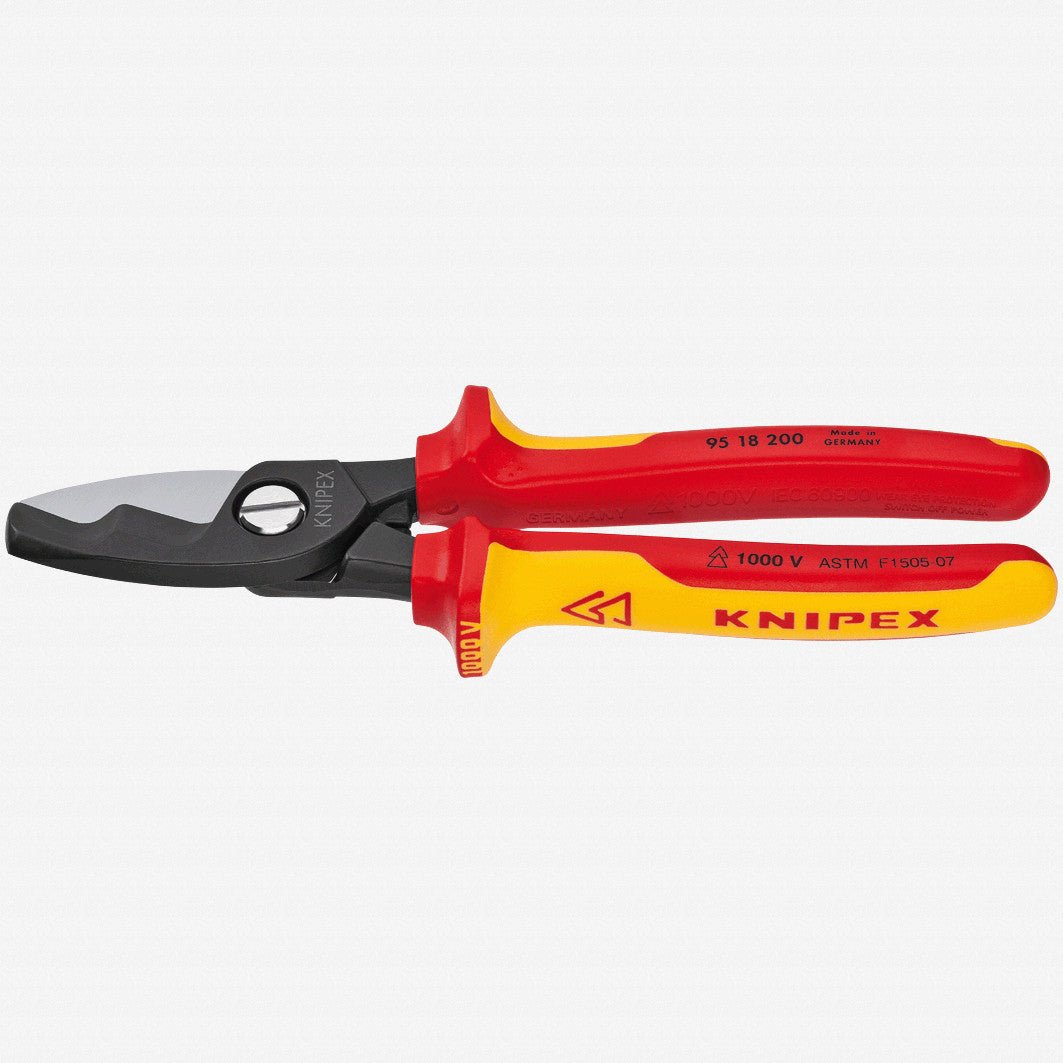 Knipex 8" Cable Shears with twin cutting edge - Insulated - 9518200 - KC Tool
