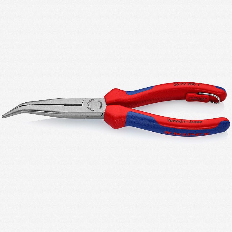Knipex 8" Chain Nose Side Cutting Pliers (Stork Beak Pliers) - MultiGrip Tethered Attachment - 2622200T - KC Tool