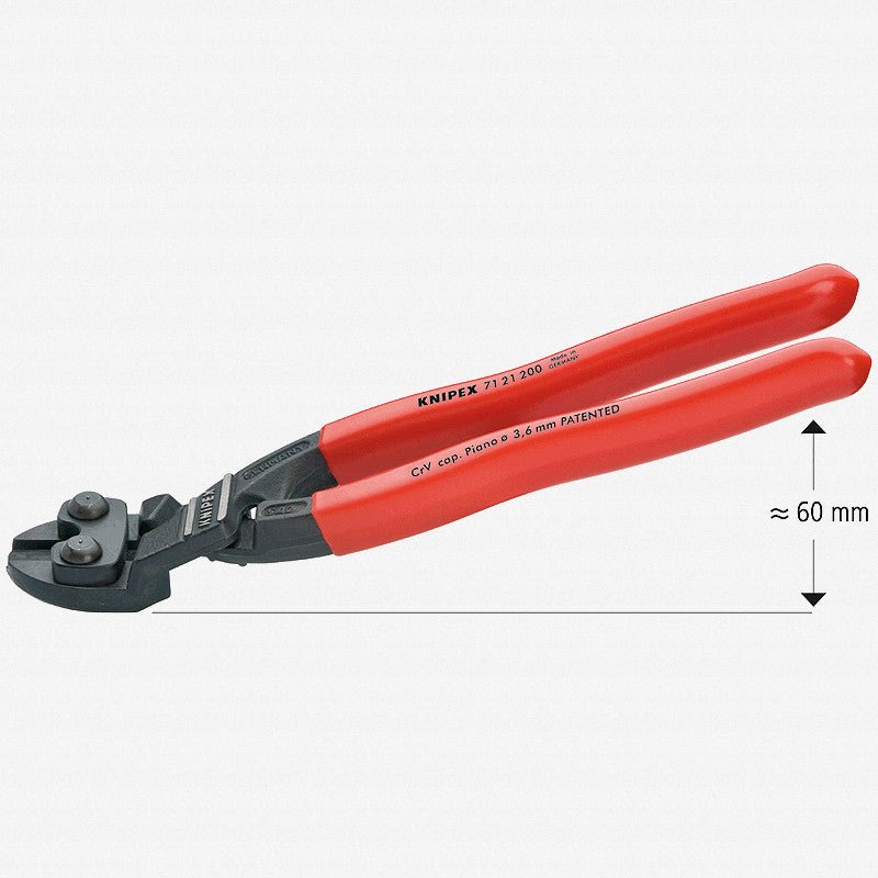 Knipex 8" Cobolt Compact Bolt Cutters 20 Degree Angled - Plastic Grip - 7121200 - KC Tool