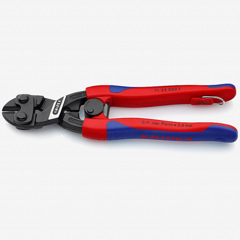 Knipex 8" Cobolt Compact Bolt Cutters Recessed Blade w/ Spring - MultiGrip Tethered Attachment - 7132200T - KC Tool