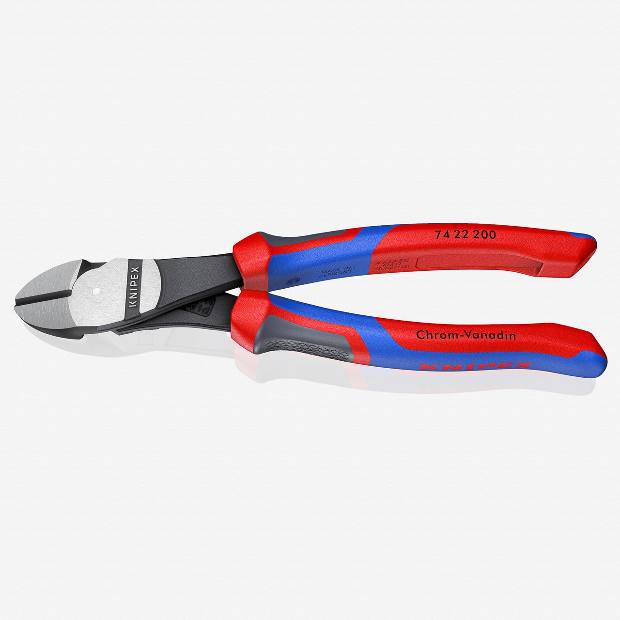 Knipex 8" High Leverage Diagonal Cutters, 12 - Degree Angled - MultiGrip - 7422200 - KC Tool