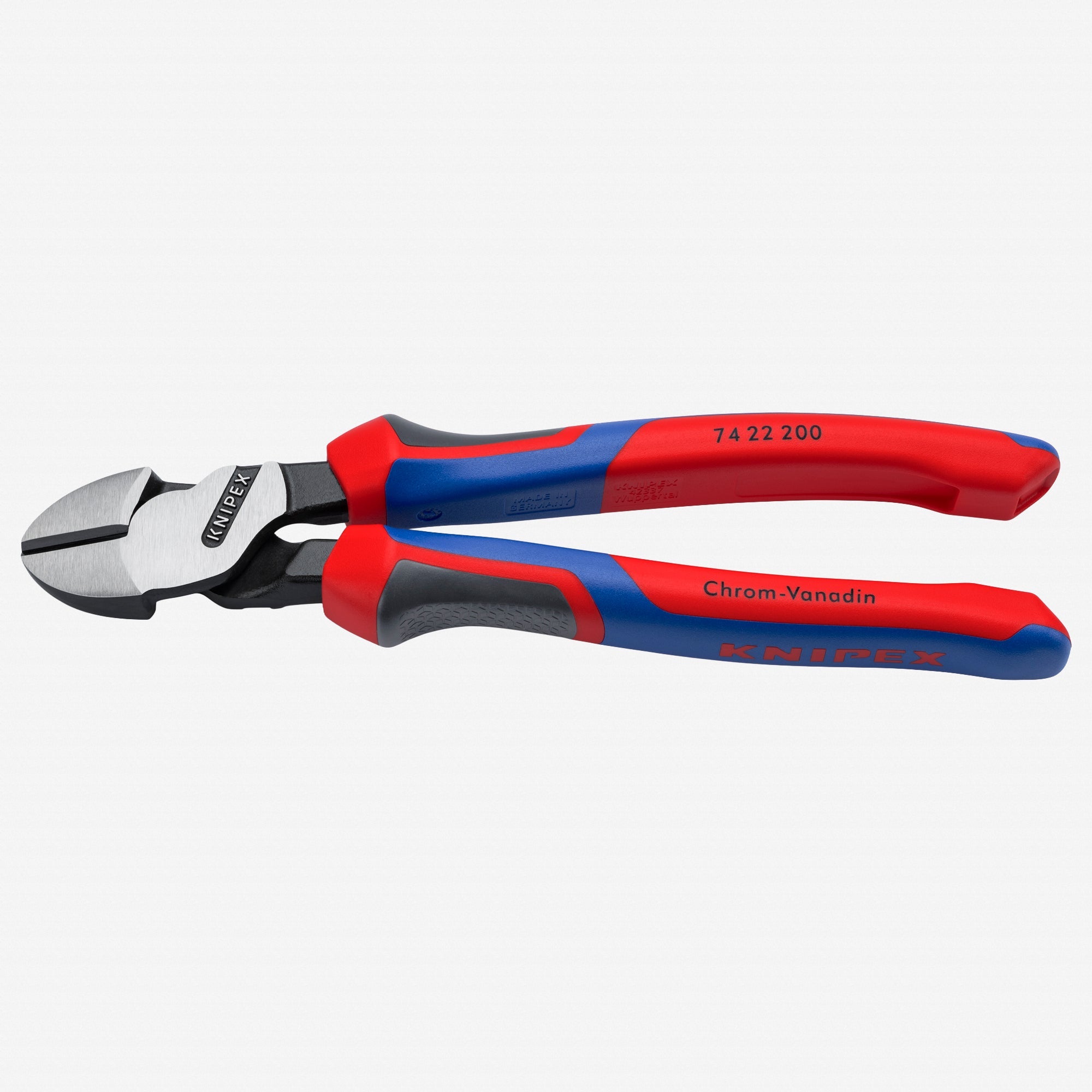 Knipex 8" High Leverage Diagonal Cutters, 12-Degree Angled- MultiGrip - 7422200 - KC Tool