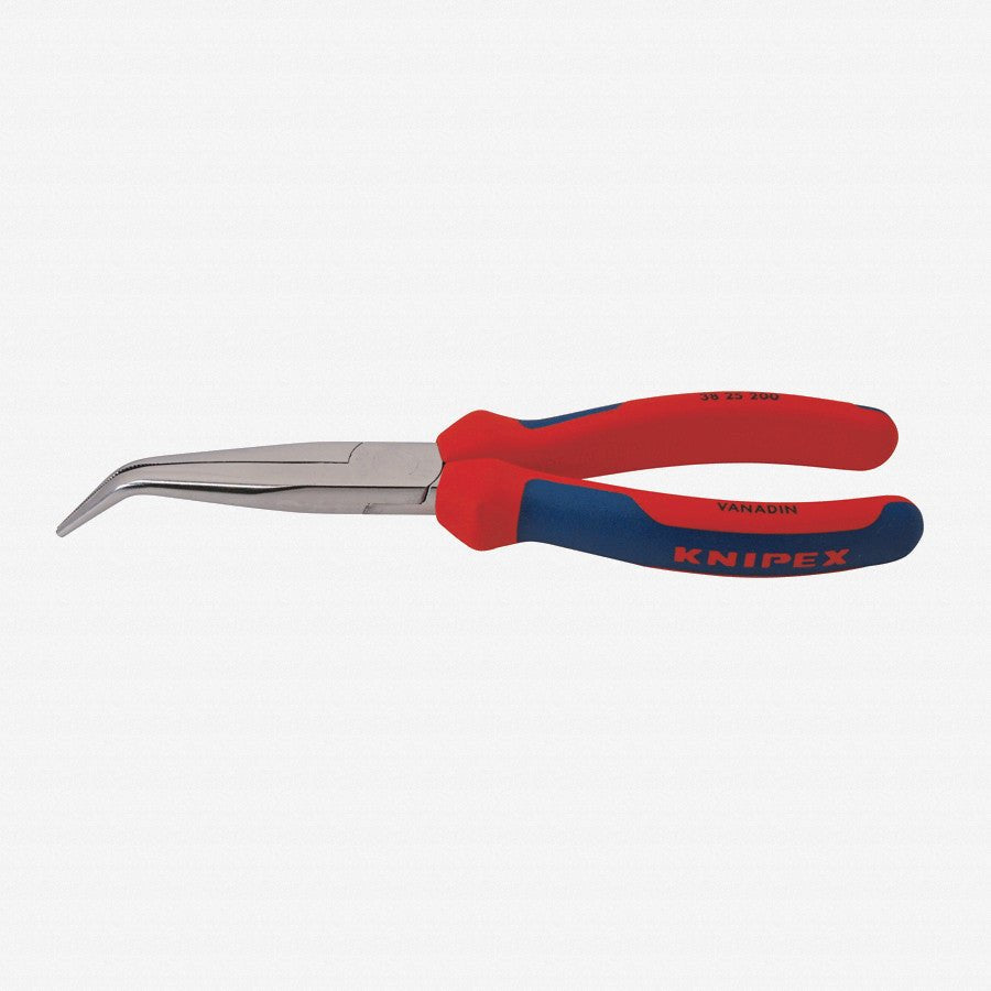Knipex 8" Mechanic's 40 Degree Bent Pliers (half - round jaws) - Chrome w/ MultiGrip - 3825200 - KC Tool