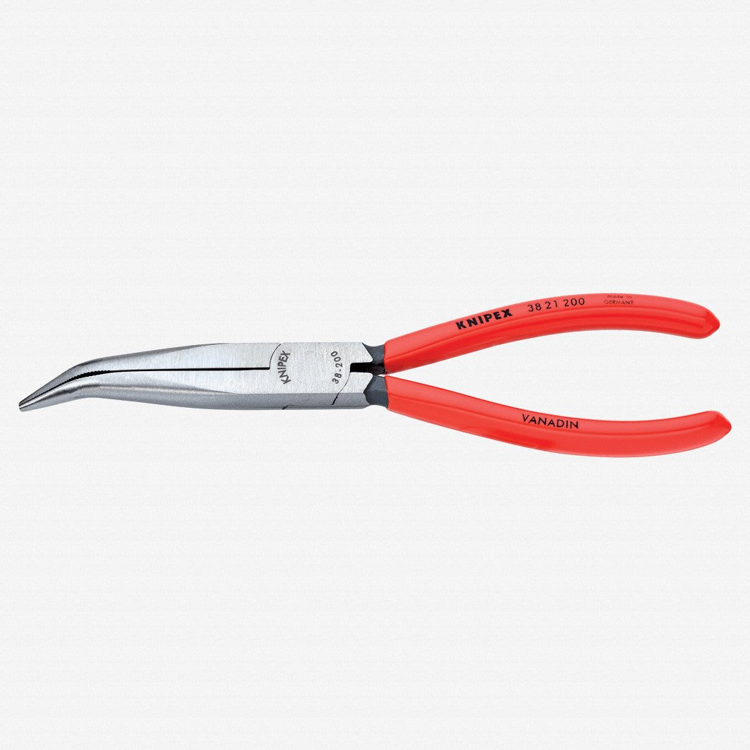Knipex 8" Mechanic's 40 Degree Bent Pliers (half - round jaws) - Plastic Grip - 3821200 - KC Tool