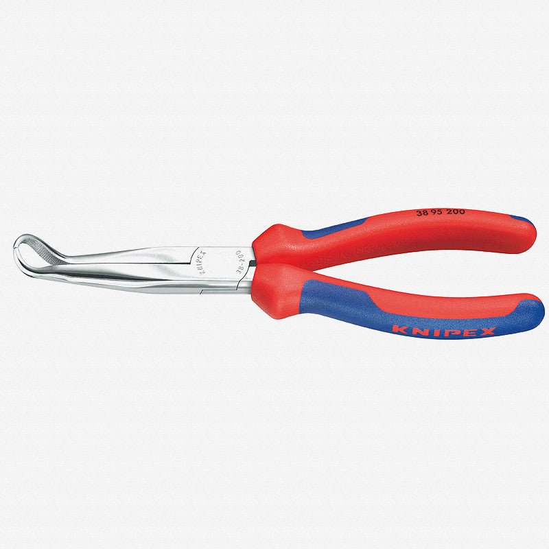 Knipex 8" Mechanic's 45 Degree Bent Pliers (spark plug cover grabber) - Chrome w/ MultiGrip - 3895200 - KC Tool