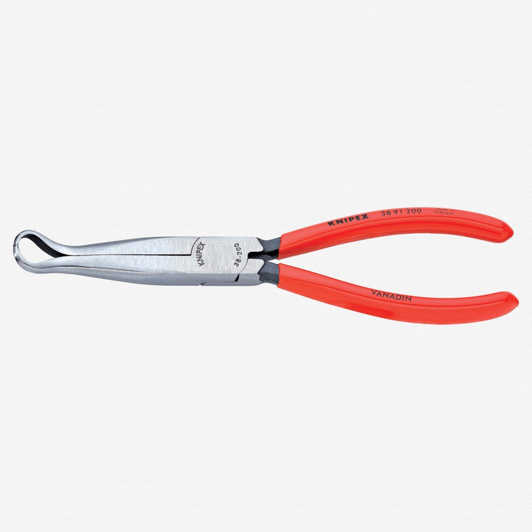 Knipex 8" Mechanic's 45 Degree Bent Pliers (spark plug cover grabber) - Plastic Grip - 3891200 - KC Tool