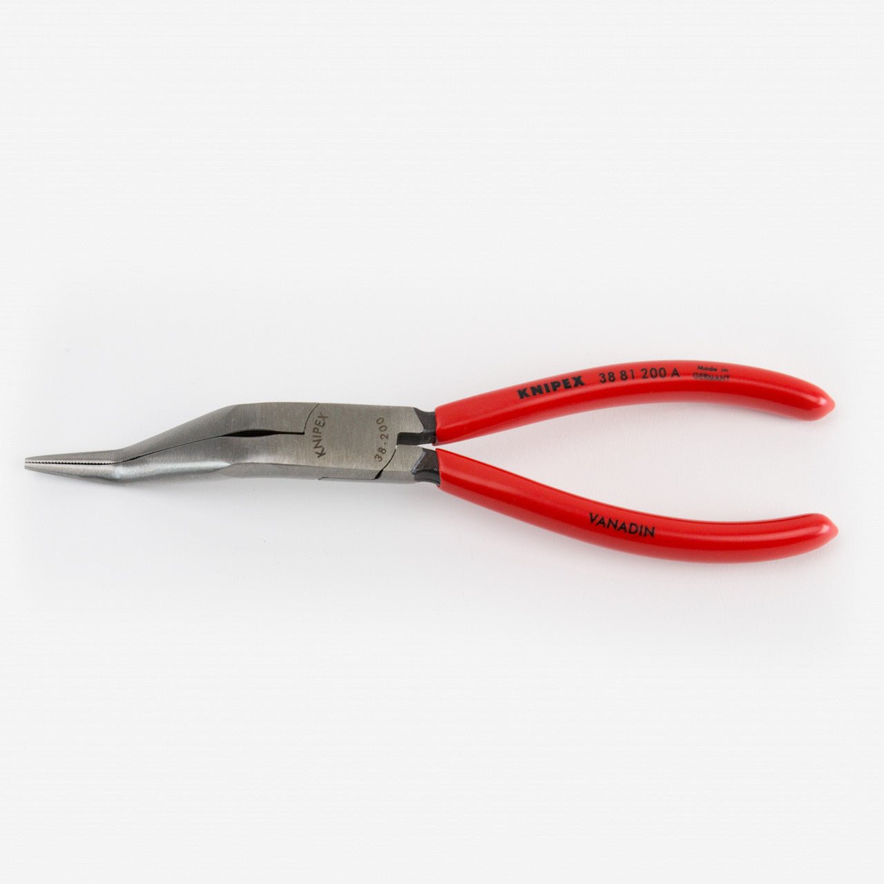 Knipex 8" Mechanic's Double Angle Long Nose Pliers w/o Cutter - Plastic Grip, A Pattern - 3881200A - KC Tool