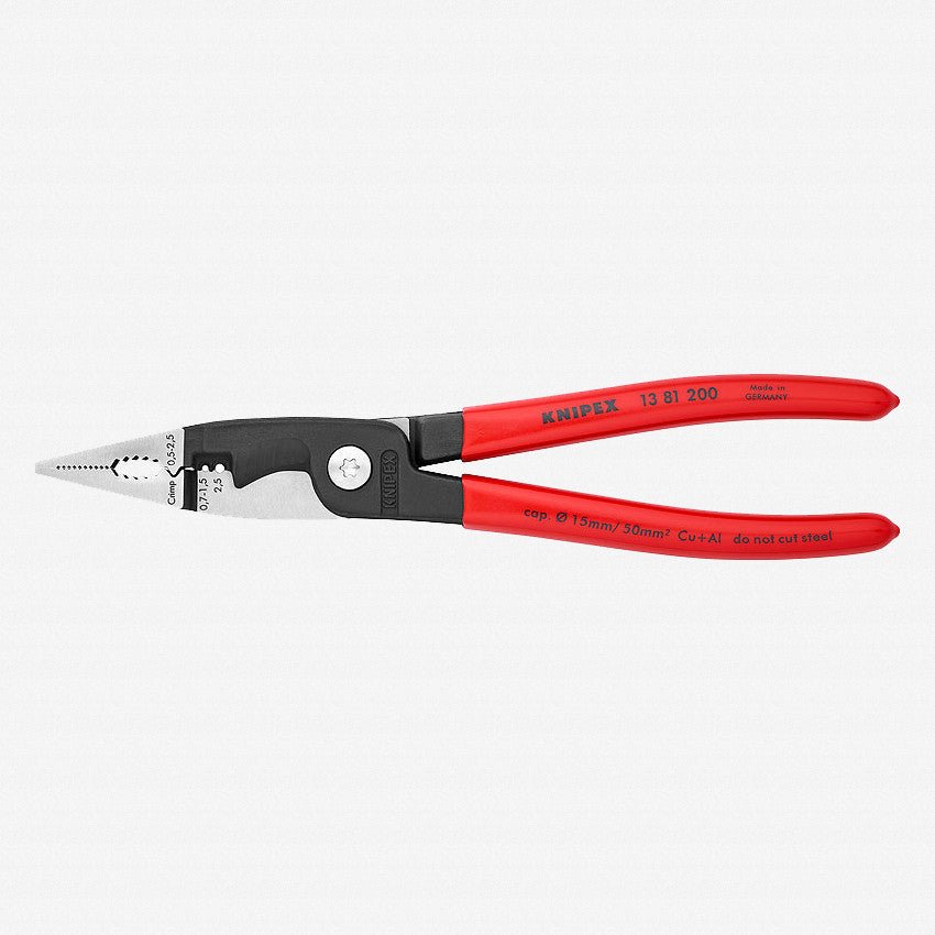 Knipex 8" Pliers for Electrical Installation (Metric Wire Sizes) - Vinyl - 1381200 - KC Tool