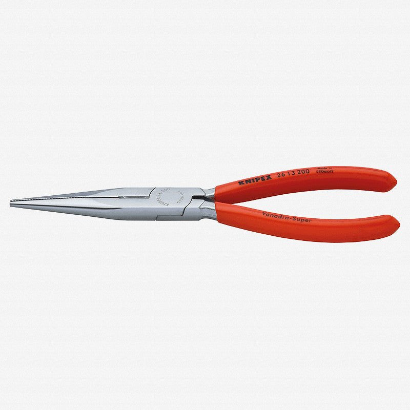 Knipex 8" Snipe Nose Side Cutting Pliers (Stork Beak Pliers) - Chrome with Plastic Grip - 2613200 - KC Tool