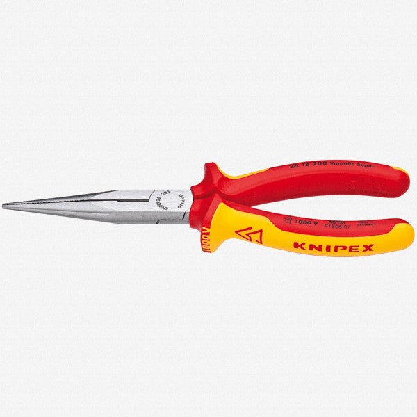 Knipex 8" Snipe Nose Side Cutting Pliers (Stork Beak Pliers) - Insulated - 2618200 - KC Tool