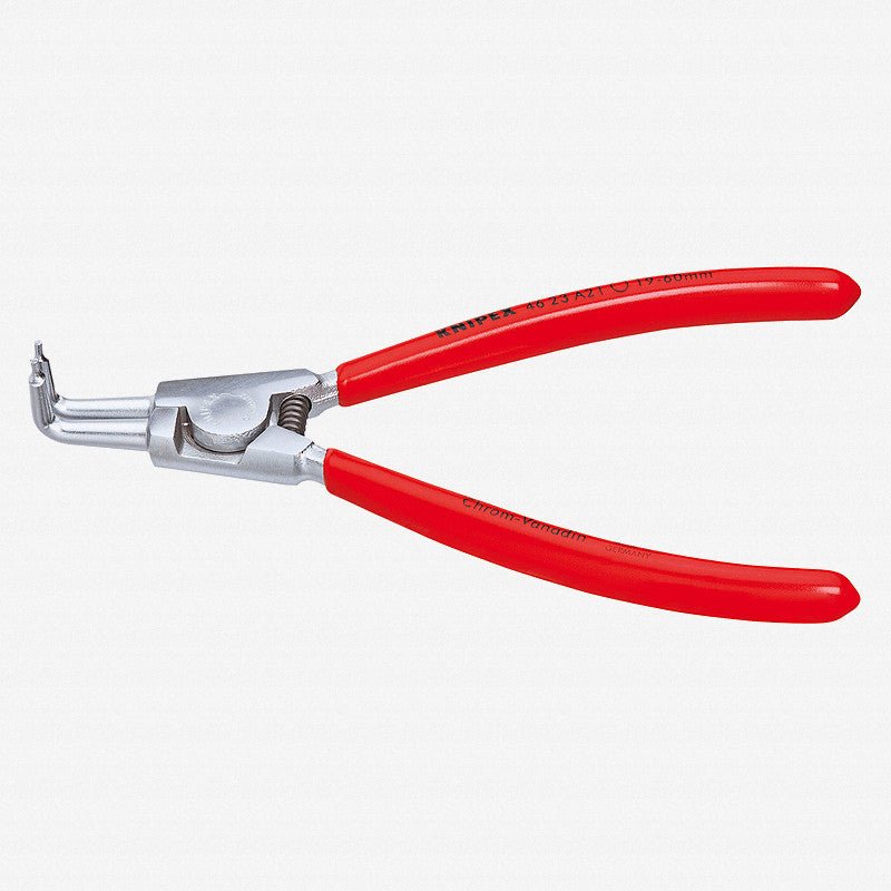 Knipex 90 Degree Angled Tip External Circlip Pliers 19 - 60 mm dia - Chrome w/ Plastic Grip - 4623A21 - KC Tool