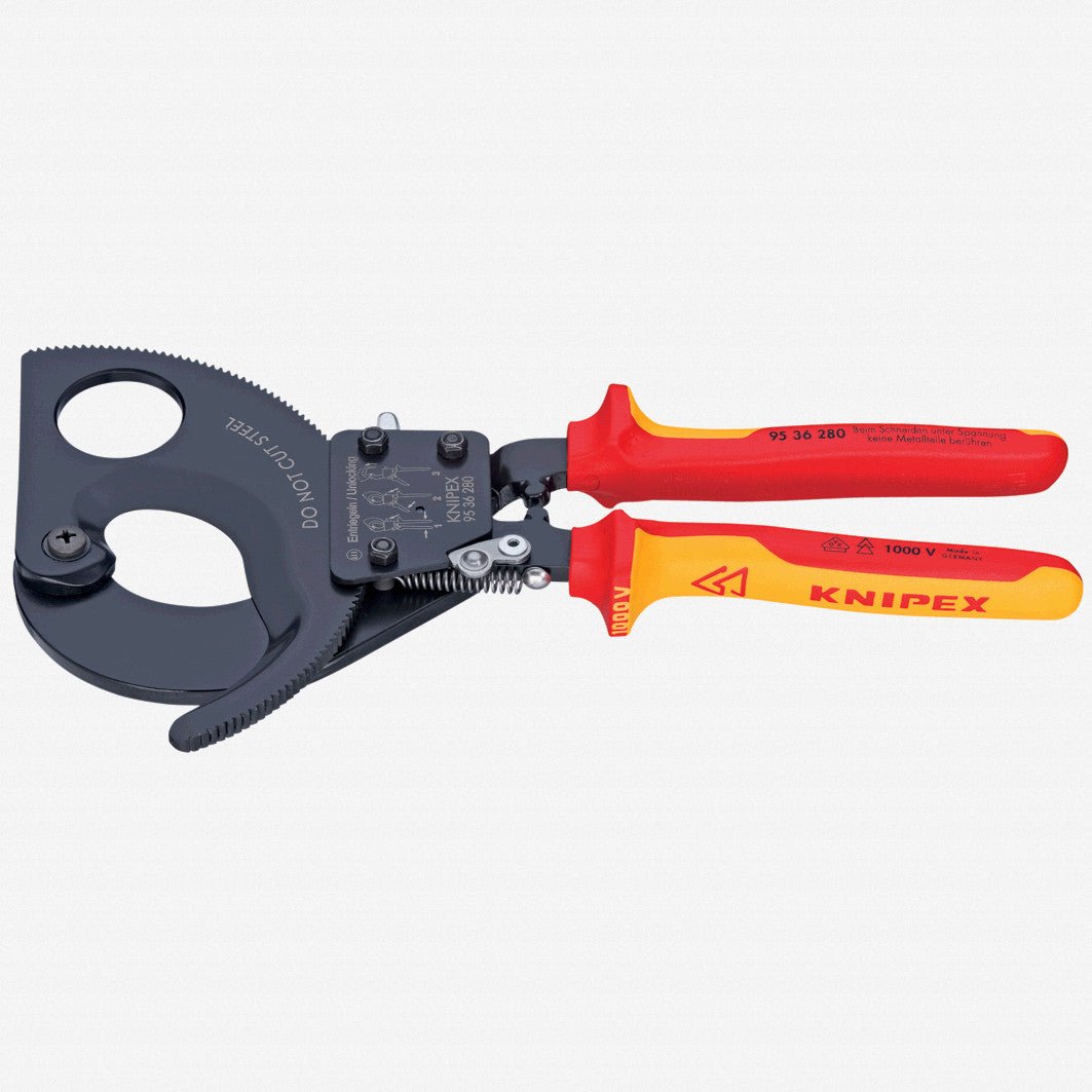 Knipex Cable Cutters (ratchet action) suitable for aluminum cable up to 4 x 150 mm2 - Insulated - 9536280 - KC Tool