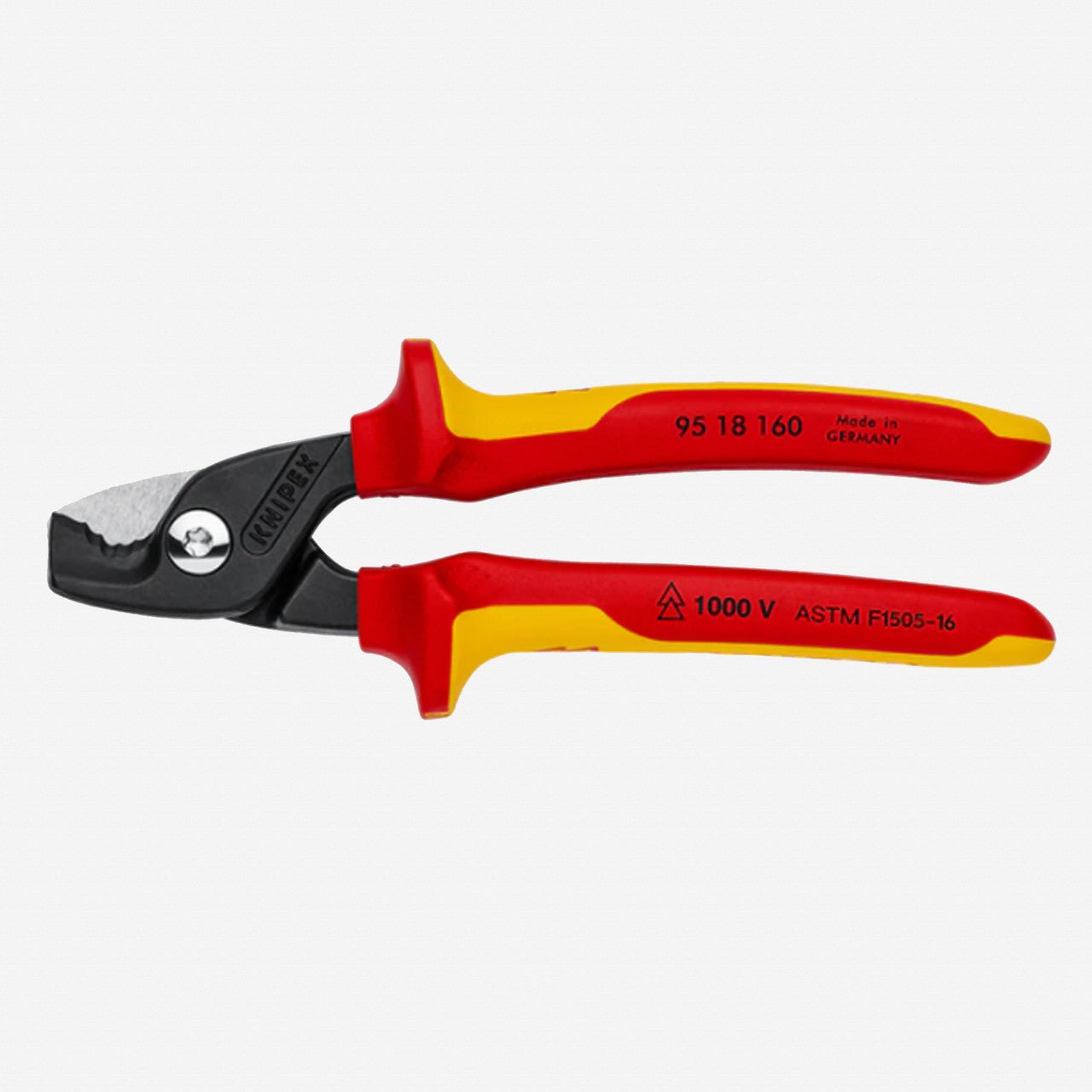 Knipex Cable Shears with StepCut Edge, Insulated - 9518160US - KC Tool