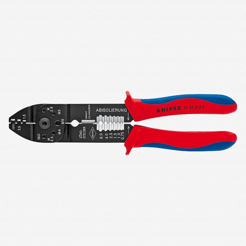Knipex Crimping Pliers - non - insulated open plug - type connectors - Plastic Grip - 9721215B - KC Tool
