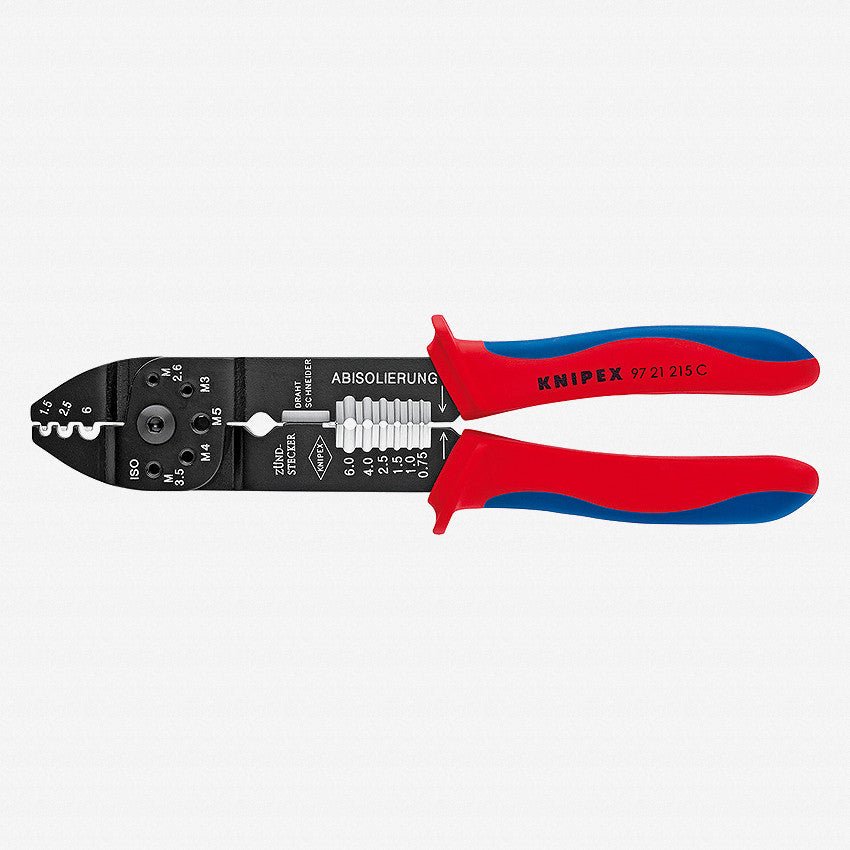 Knipex Crimping Pliers - Non-insulated Terminals and Plug Connectors - Plastic Grip - 9721215C - KC Tool