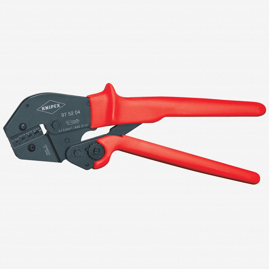 Knipex Crimping Pliers w/ Lever Transmission - Non-insulated, Open Plug-type Connectors, AWG 27-13 - 975204 - KC Tool