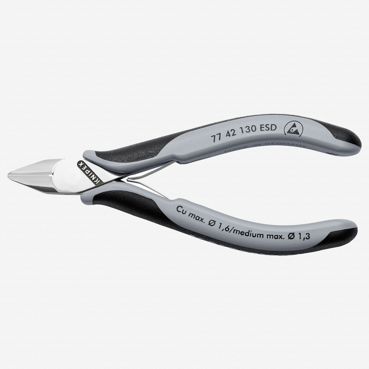 Knipex ESD Electronics Diagonal Cutters with Pointed Head, 5 1/4" - 7742130ESD - KC Tool