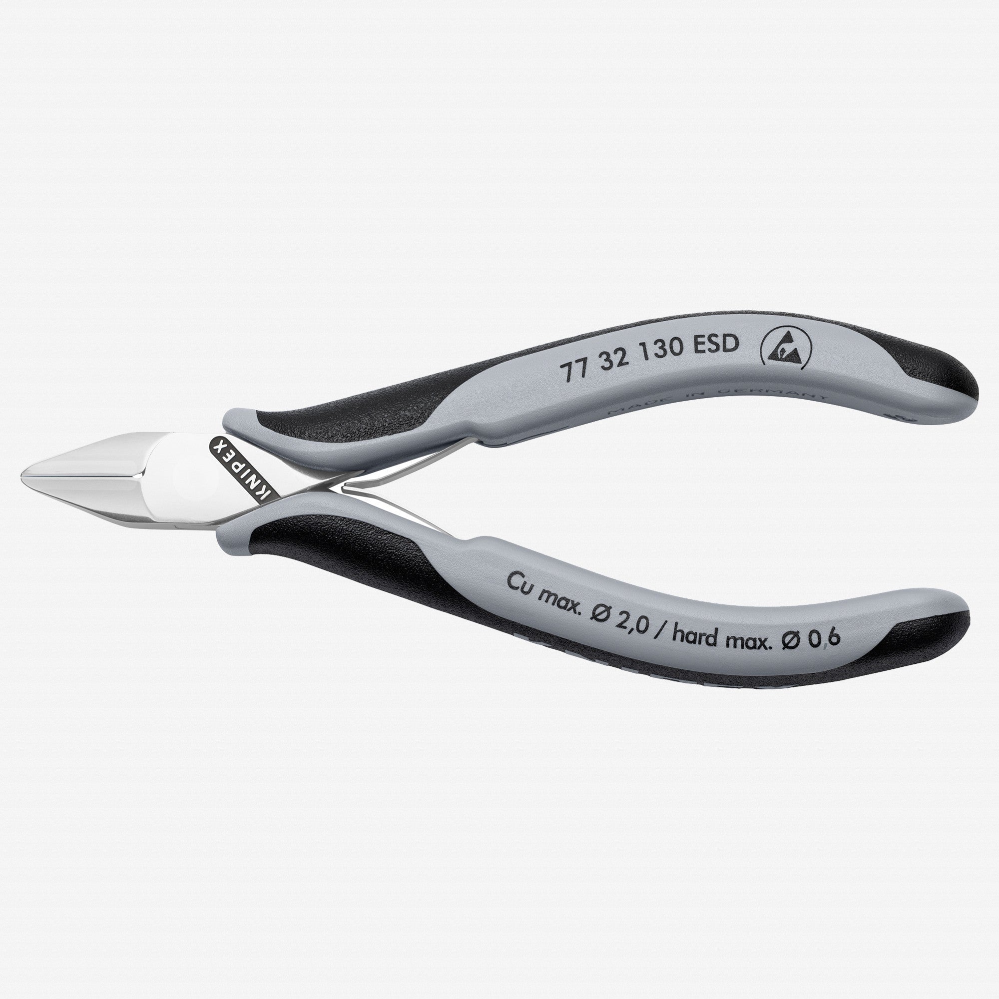 Knipex ESD Electronics Diagonal Cutters with Pointed Head and Small Bevel, 5 1/4" - 7732130ESD - KC Tool