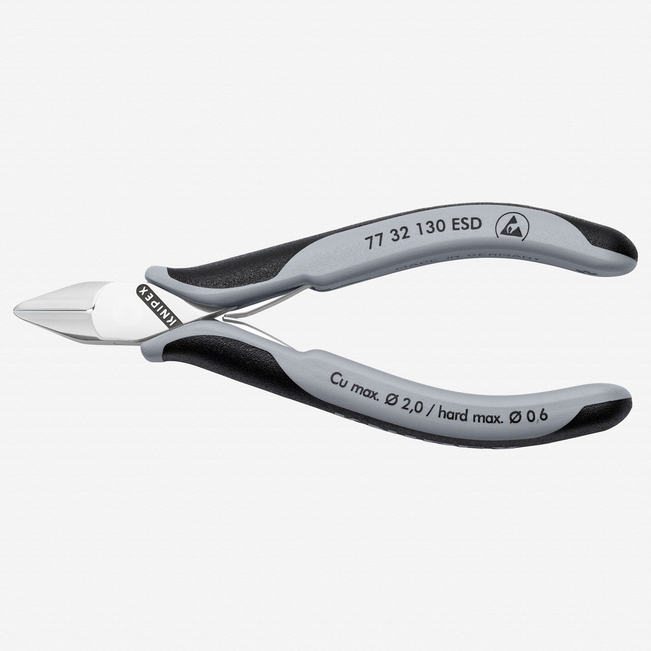 Knipex ESD Electronics Diagonal Cutters with Pointed Head and Small Bevel, 5 1/4" - 7732130ESD - KC Tool