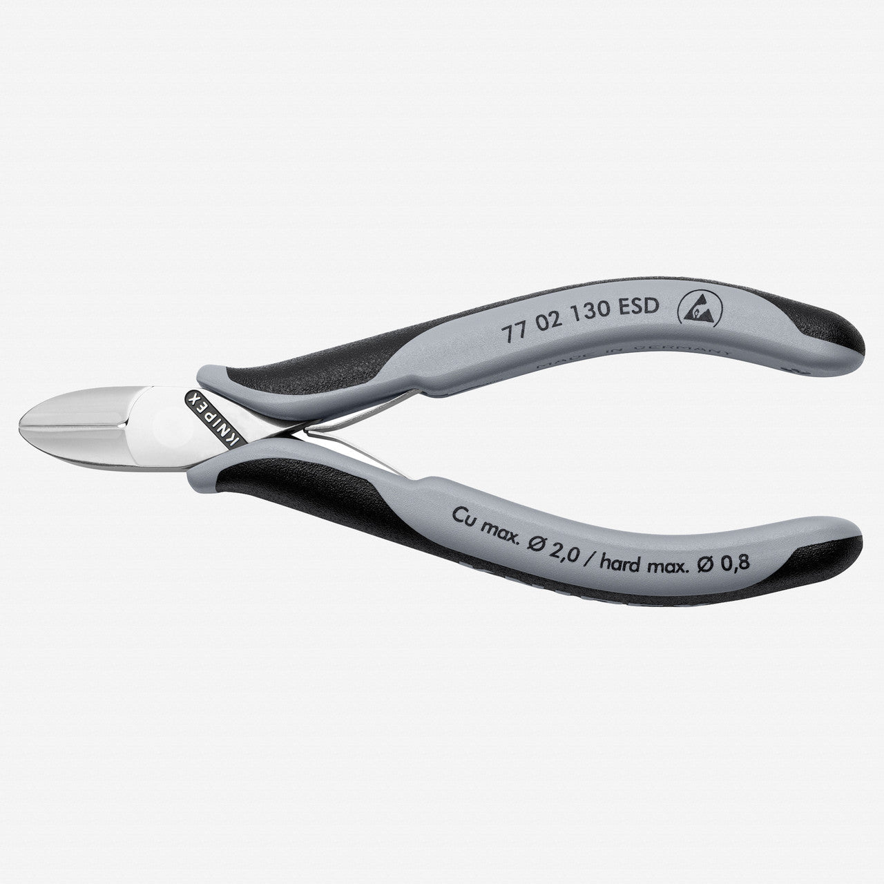Knipex ESD Electronics Diagonal Cutters with Round Head and Small Bevel, 5 1/4" - 7702130ESD - KC Tool
