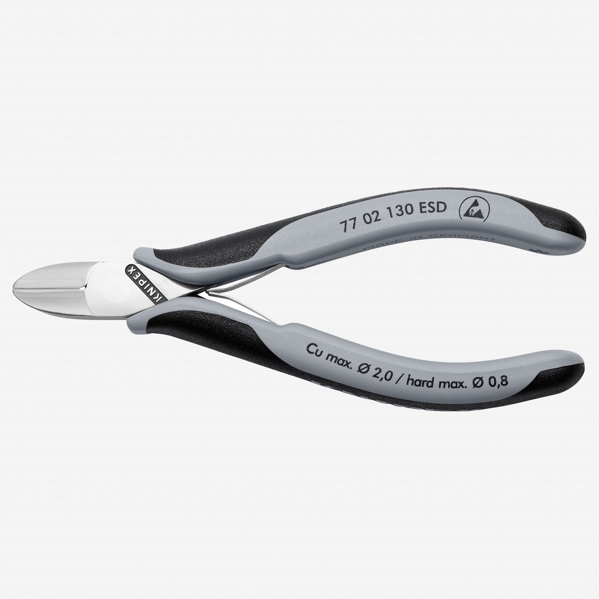 Knipex ESD Electronics Diagonal Cutters with Round Head and Small Bevel, 5 1/4" - 7702130ESD - KC Tool
