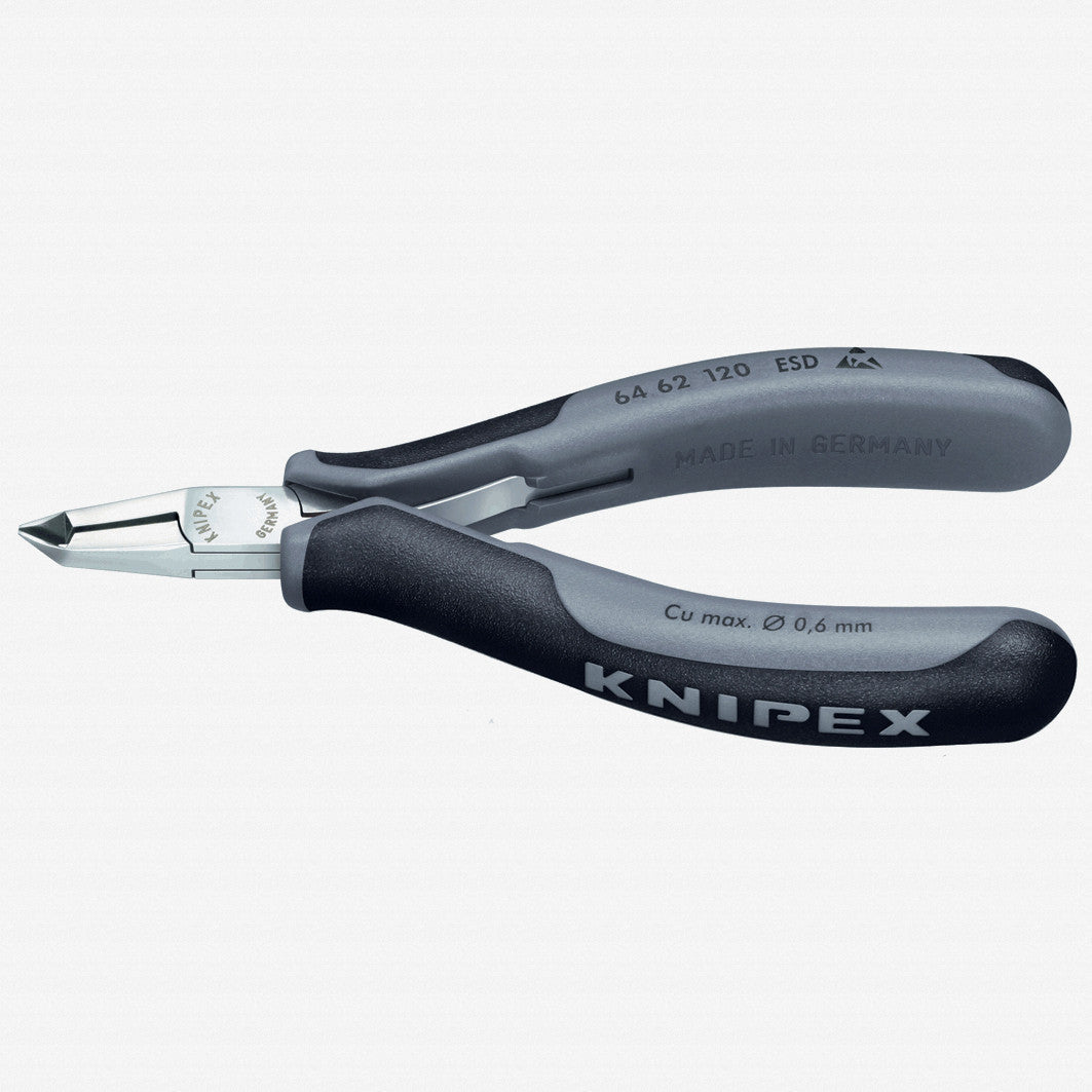 Knipex ESD Electronics Oblique 65 Degree End Cutting Nippers w/ Small Bevel - MultiGrip - 6462120ESD - KC Tool