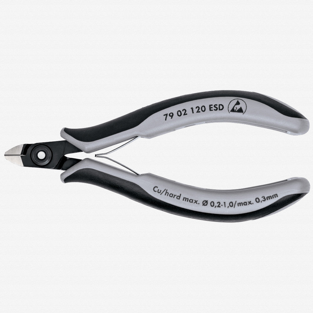 Knipex ESD Precision Electronics Diagonal Cutters Mini - Head w/ Very Small Bevel - MultiGrip - 7902120ESD - KC Tool