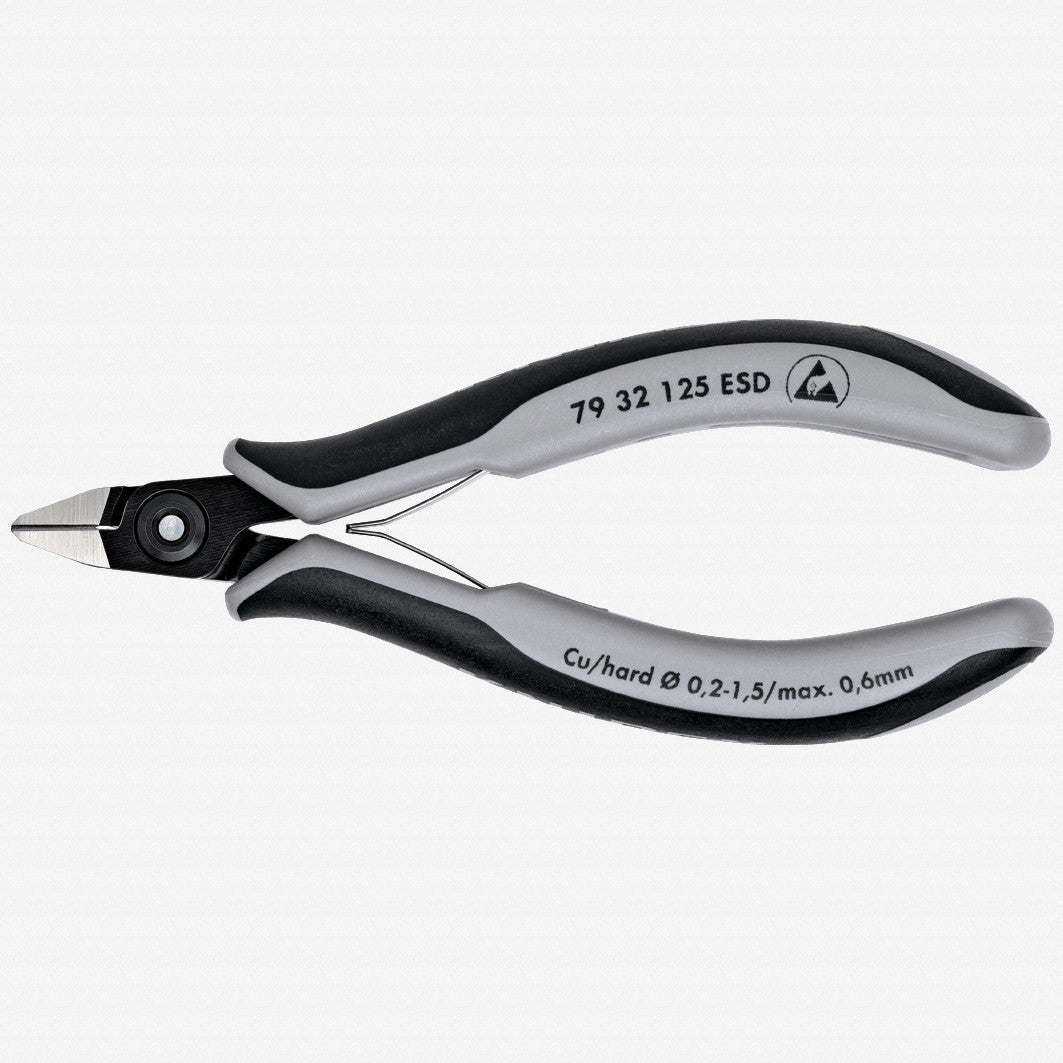 Knipex ESD Precision Electronics Diagonal Cutters Pointed Head w/ Very Small Bevel - MultiGrip - 7932125ESD - KC Tool