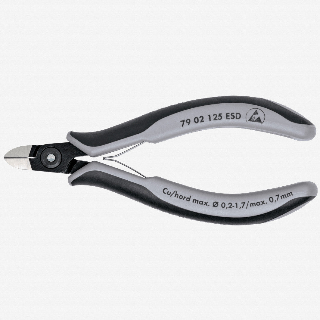 Knipex ESD Precision Electronics Diagonal Cutters Round Head w/ Very Small Bevel - MultiGrip - 7902125ESD - KC Tool