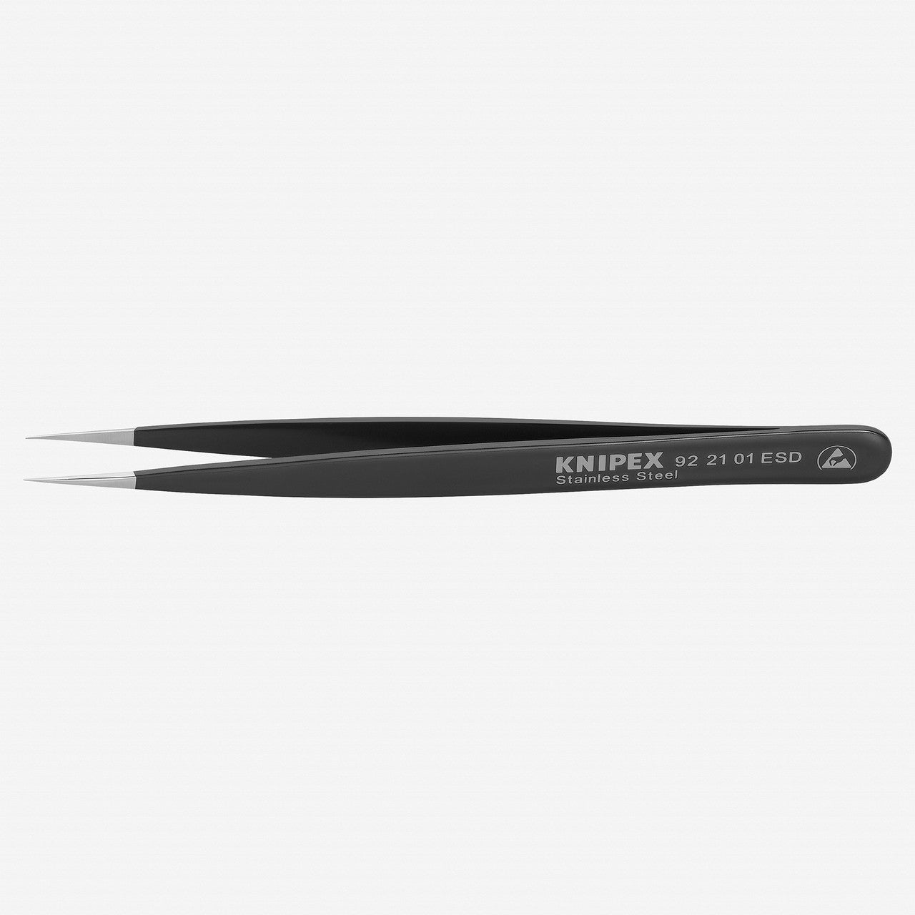 Knipex ESD Stainless Steel Gripping Tweezers, Needle - Point Tips, 5" - 922101ESD - KC Tool
