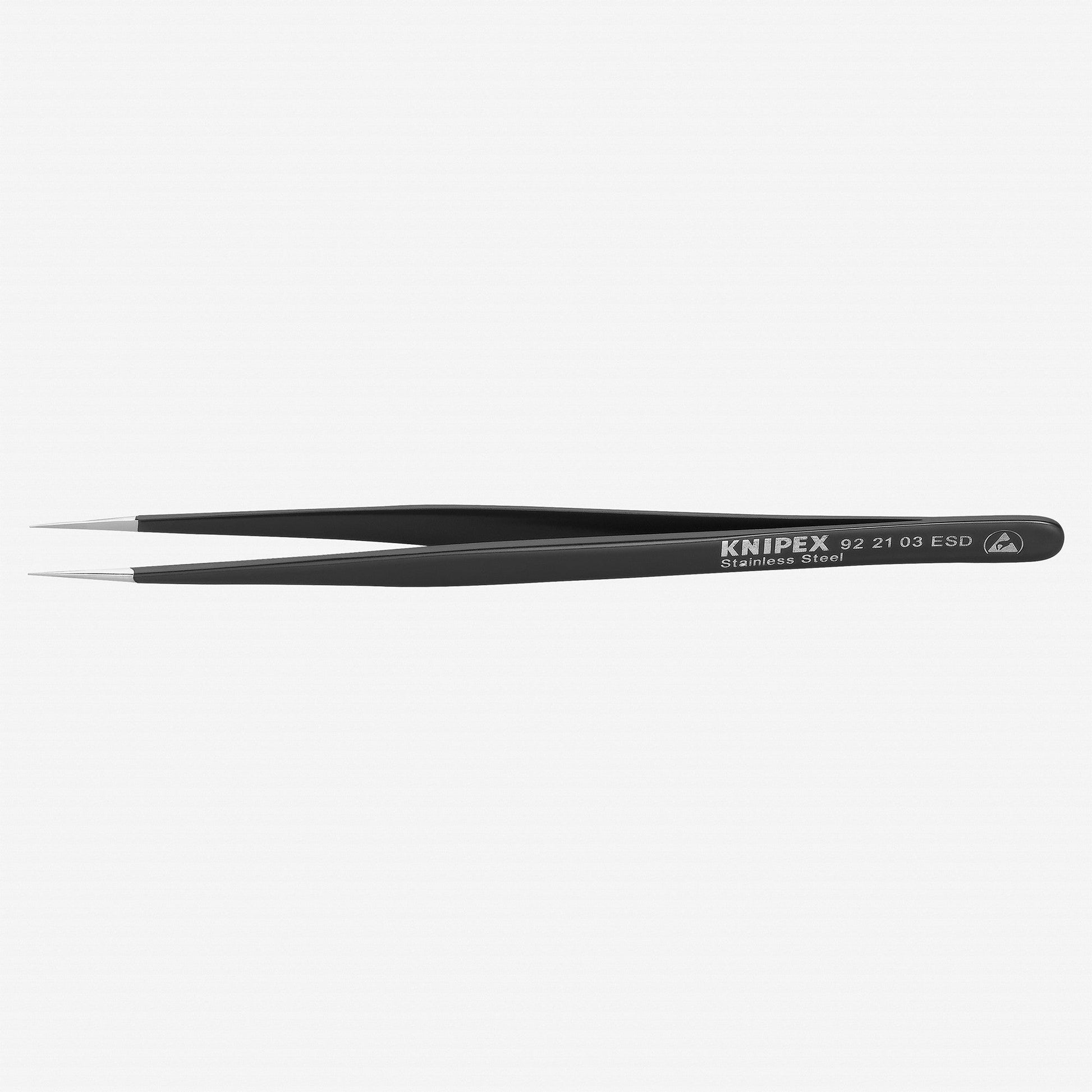 Knipex ESD Stainless Steel Gripping Tweezers, Needle-Point Tips, 5.5" - 922103ESD - KC Tool
