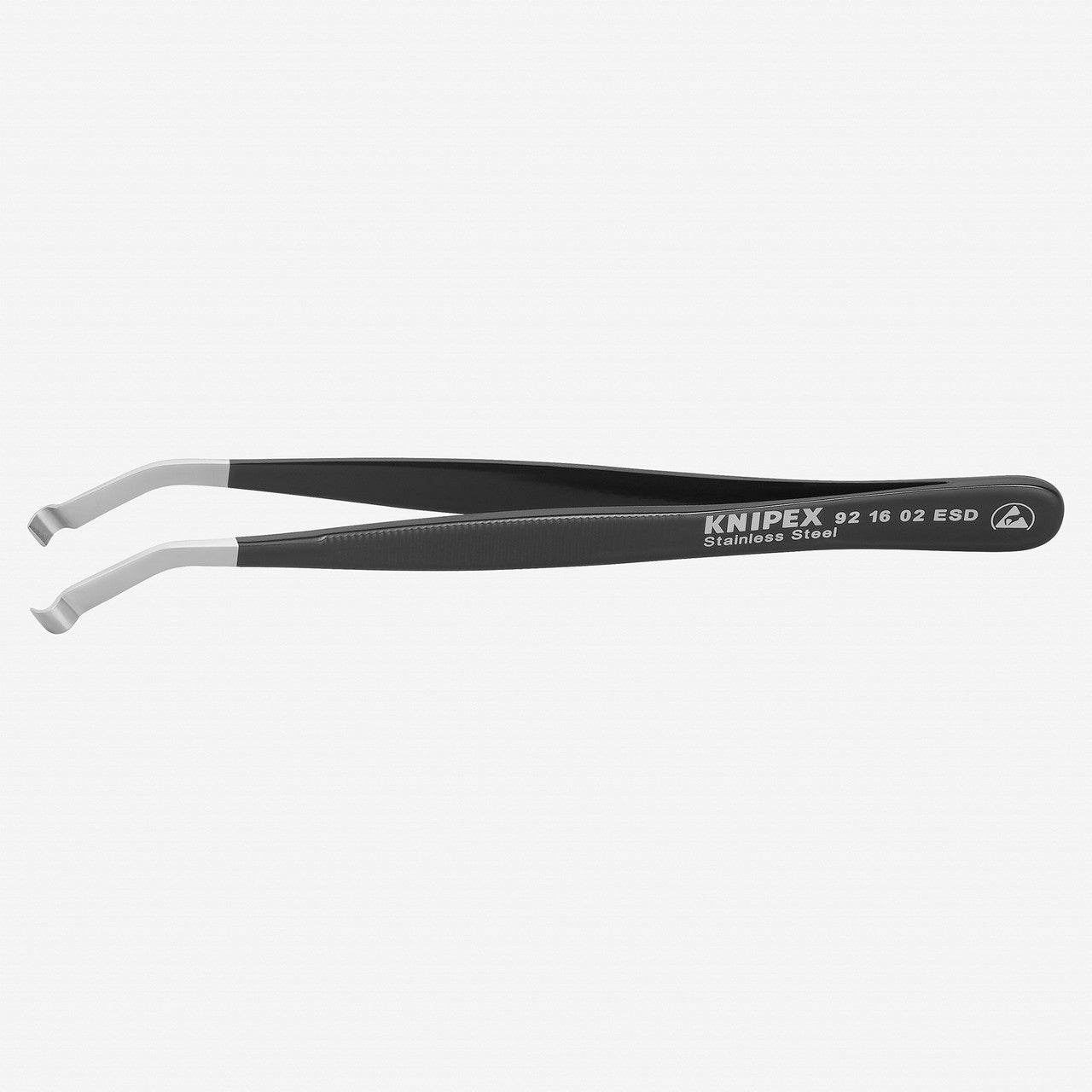 Knipex ESD Stainless Steel Positioning Tweezers, Angled, 4.75" Medium Tip - 921602ESD - KC Tool