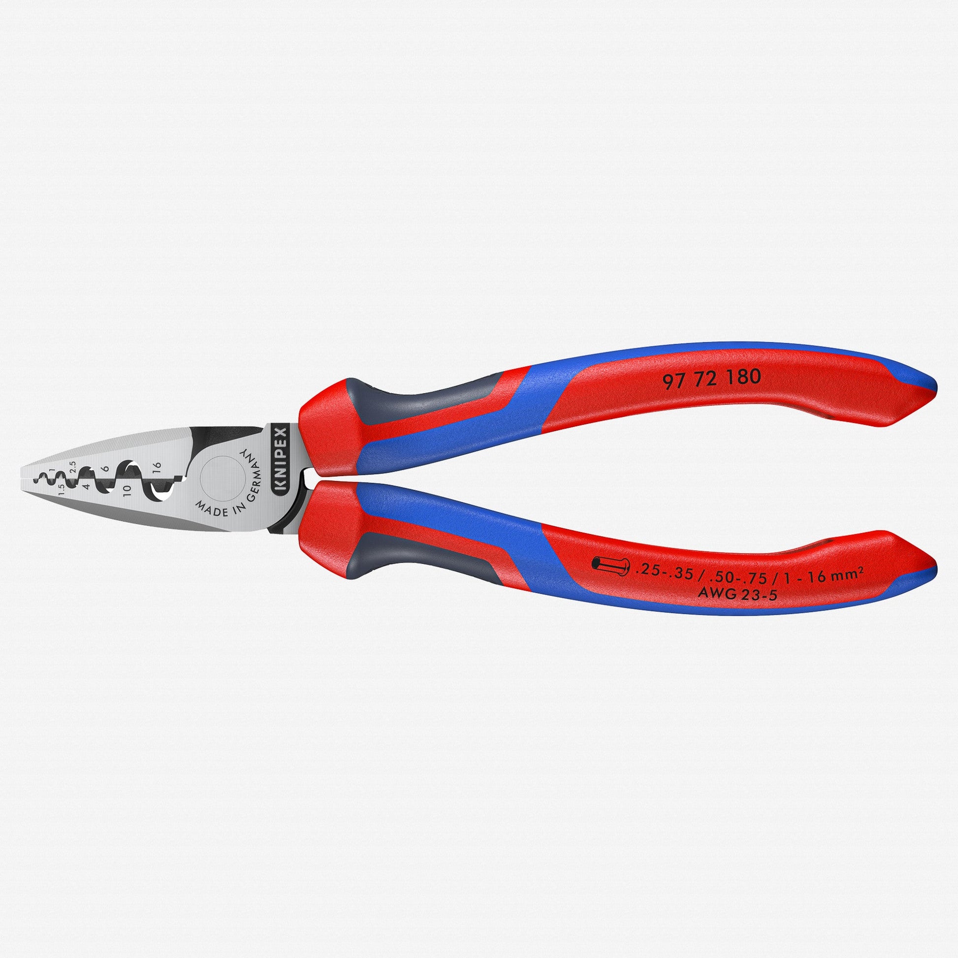 Knipex Half-Round Crimping Pliers for end sleeves (ferrules) - MultiGrip - 9772180 - KC Tool