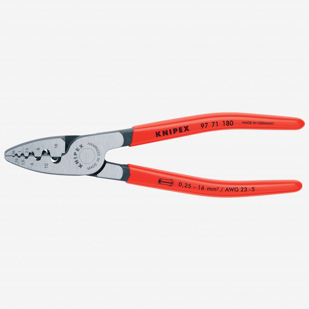 Knipex Half-Round Crimping Pliers for End Sleeves (Ferrules) - Plastic Grip - 9771180 - KC Tool