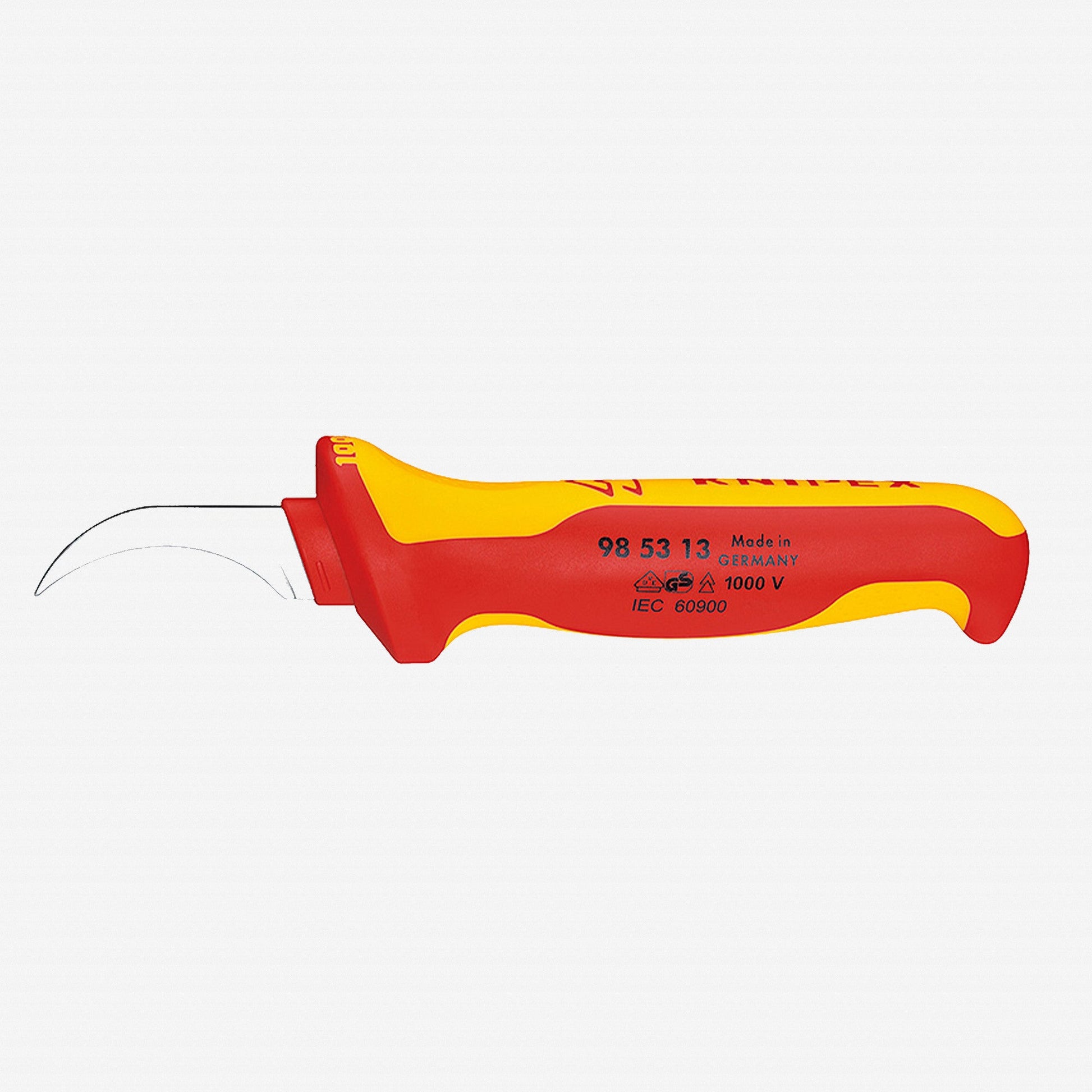 Knipex Insulated Dismantling Knife - Narrow, Fixed Hook Blade - 985313 - KC Tool