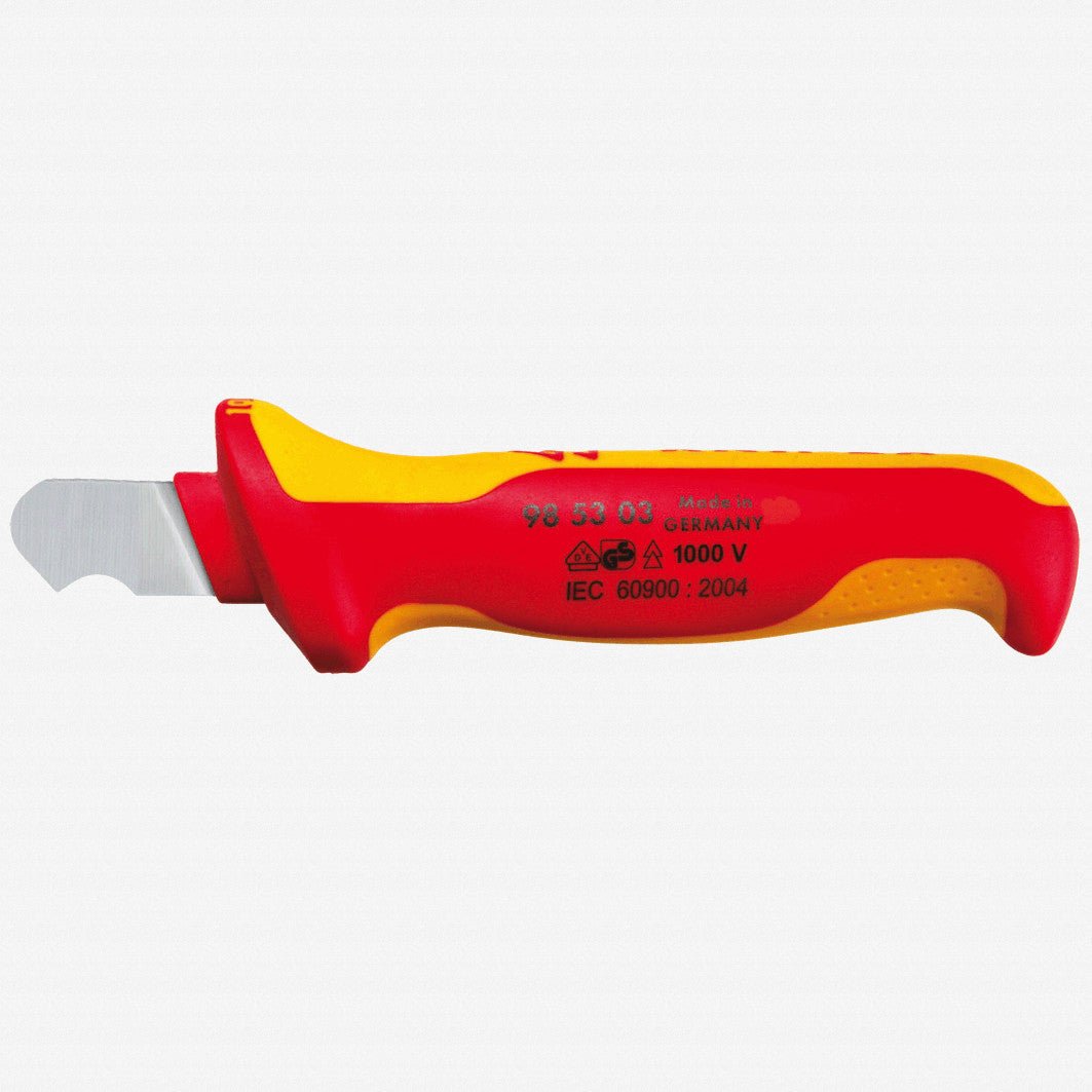 Knipex Insulated Dismantling Knife - Solid, Fixed Hook Blade - 985303 - KC Tool
