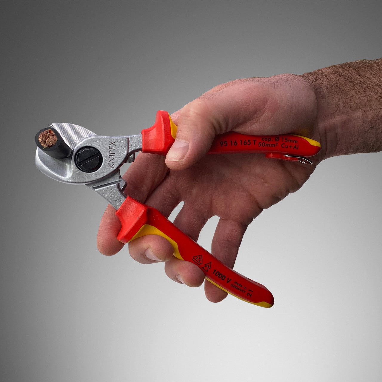 Knipex Insulated VDE Cable Shears with Chrome Finish, 6.5" - 9516165 - KC Tool