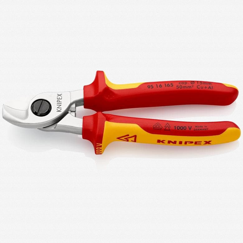 Knipex Insulated VDE Cable Shears with Chrome Finish, 6.5" - 9516165 - KC Tool