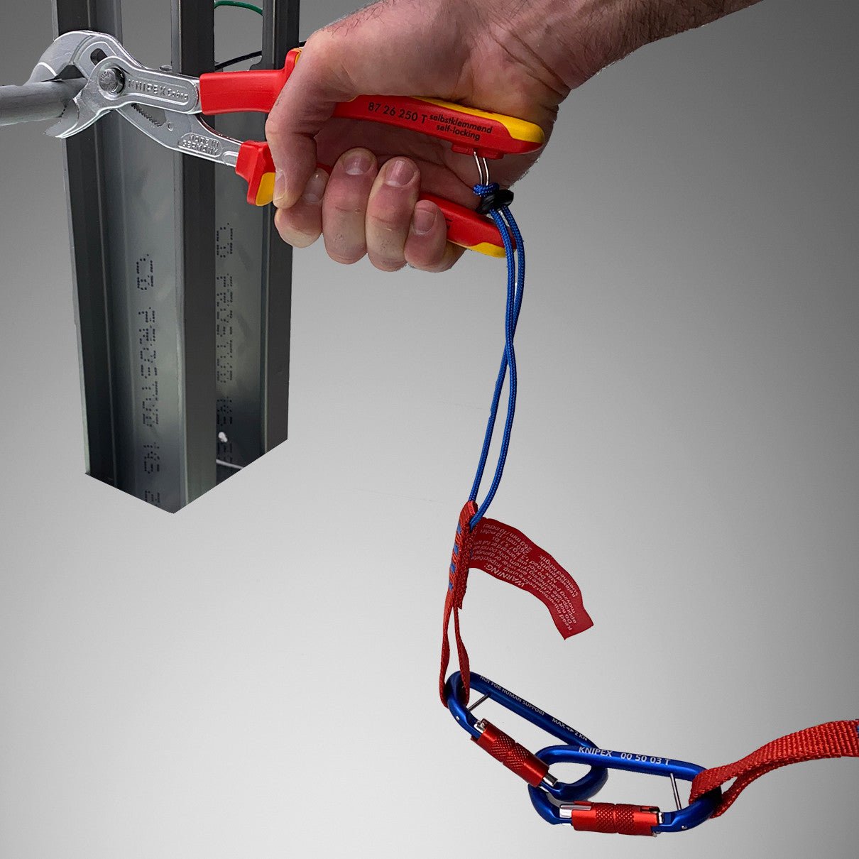 Knipex Insulated VDE Cobra QuickSet Pliers with Chrome Finish, 10" - Tethered Attachment - 8726250T - KC Tool
