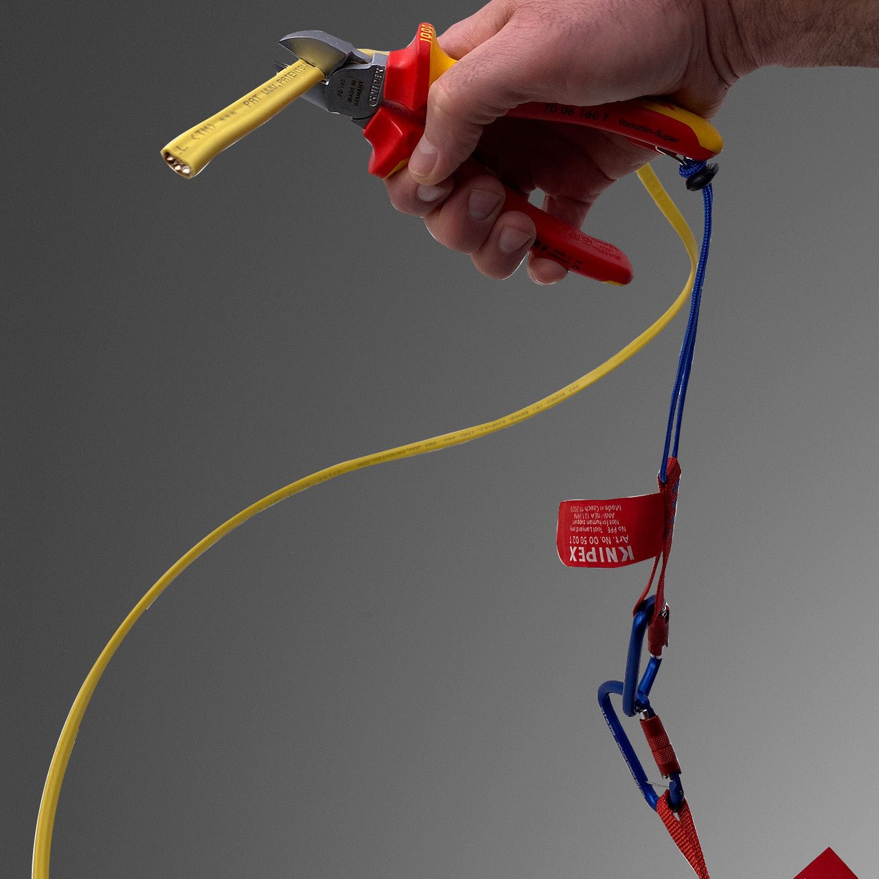 Knipex Insulated VDE Diagonal Cutters with Chrome Finish, 6.3" - Tethered Attachment - 7006160T - KC Tool