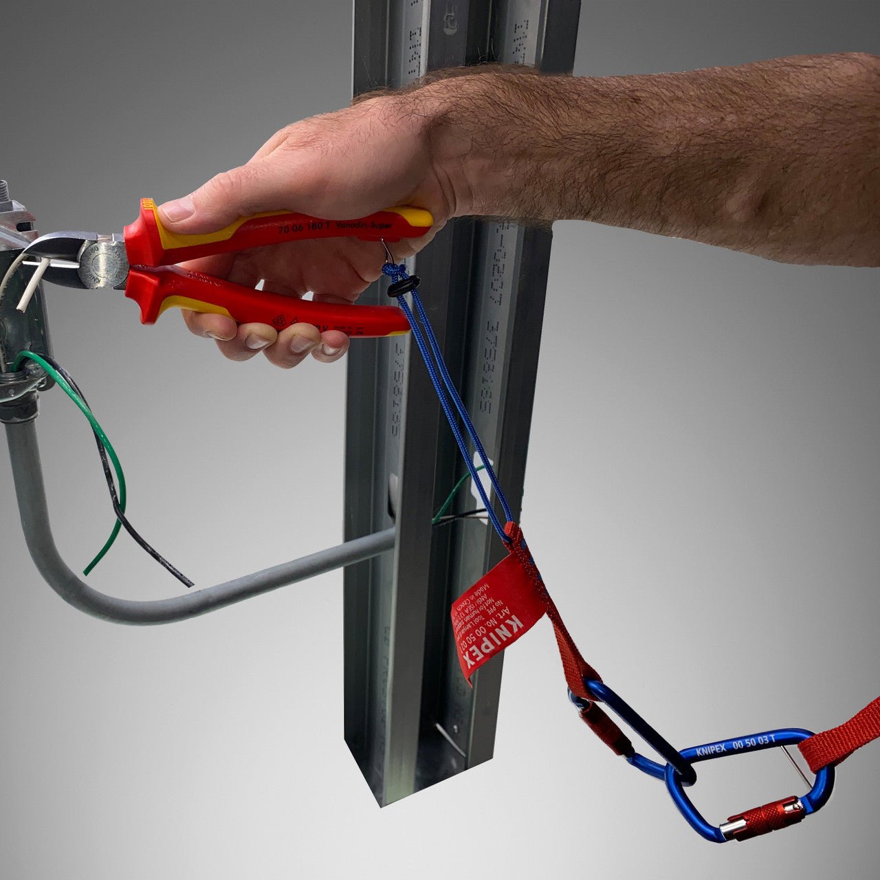 Knipex Insulated VDE Diagonal Cutters with Chrome Finish, 7" - Tethered Attachment - 7006180T - KC Tool