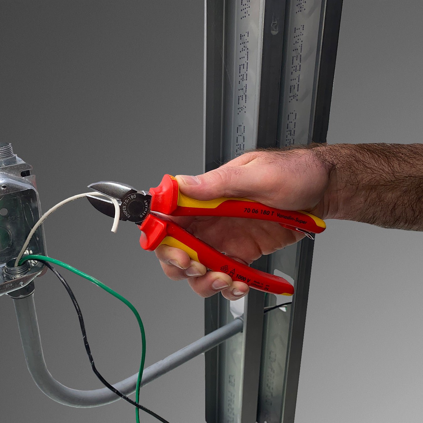 Knipex Insulated VDE Diagonal Cutters with Chrome Finish, 7" - Tethered Attachment - 7006180T - KC Tool