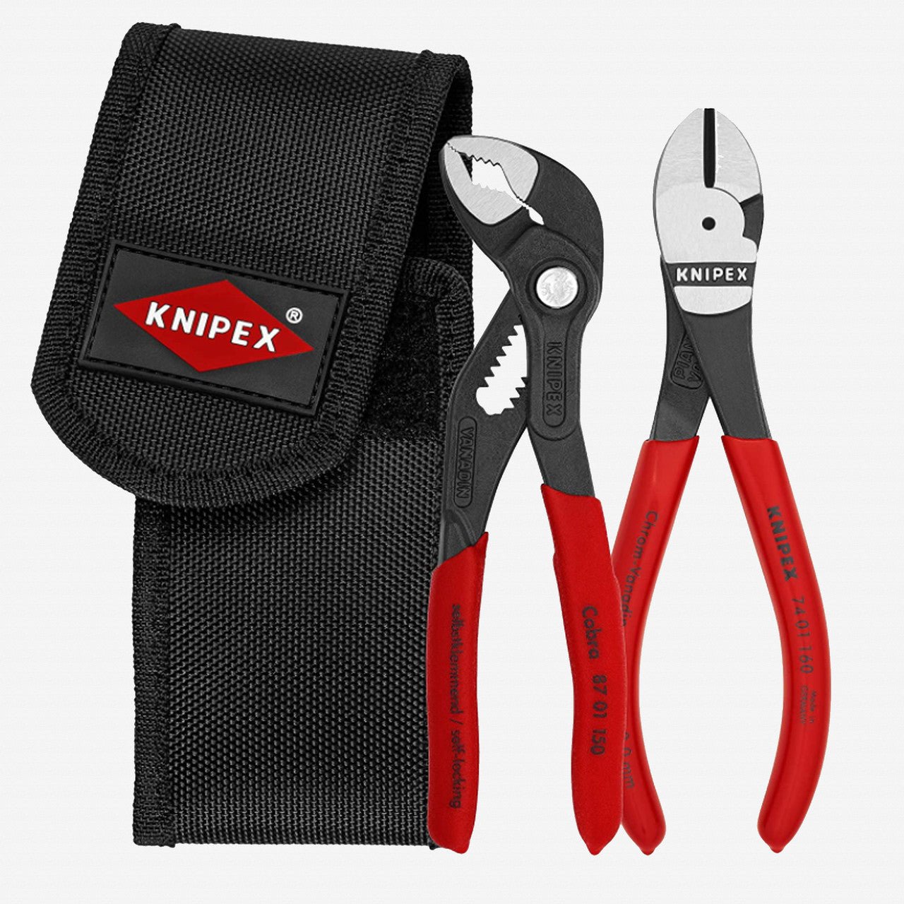 Knipex Mini Pliers Belt Pouch Set, 2 Pieces - Cobra and Diagonal Cutters - K002072V02 - KC Tool
