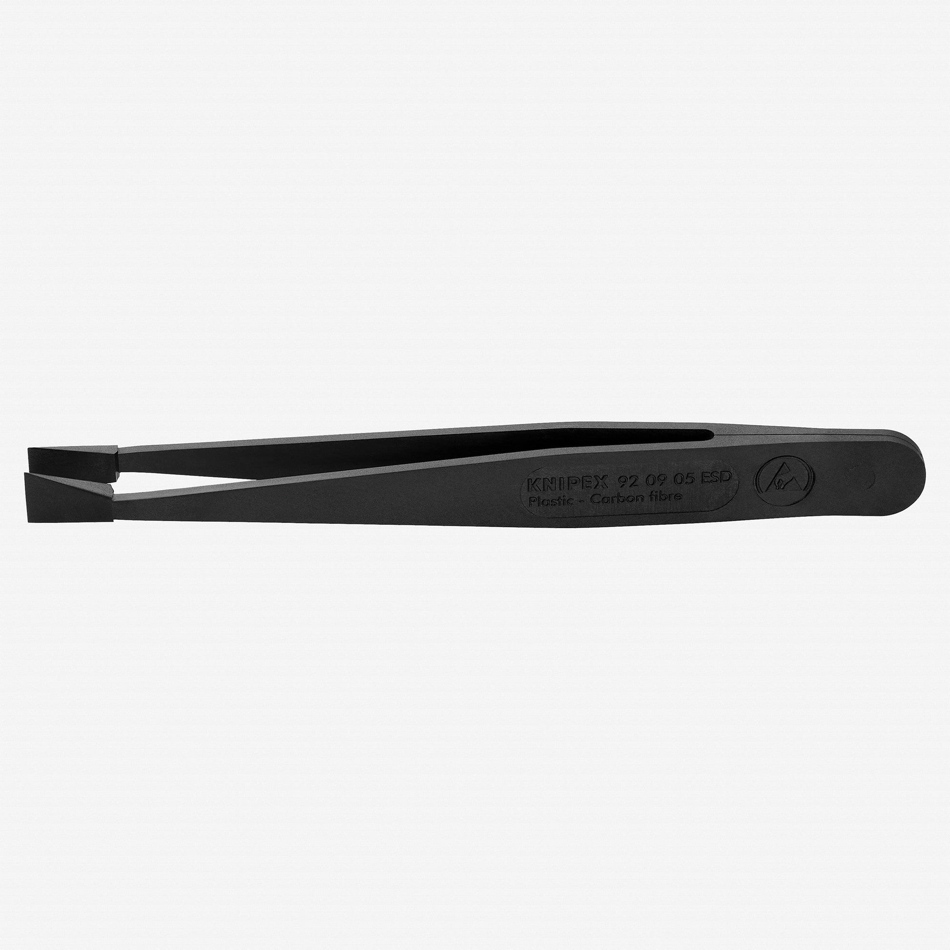 Knipex Plastic Gripping Tweezers, Wide Blunt Tips, 4.5" - 920905ESD - KC Tool